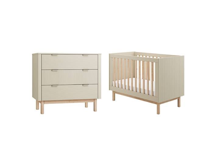 Lit évolutif 60x120 et commode 3 tiroirs Pinio Miloo Champagne