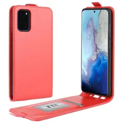 Flip Case Handyhülle für Samsung Galaxy S20 Vertikal Schutzhülle Tasche Cover Rot Bumper Smartphone Kartensteckplatz-Kreditkarte-Geldscheine EC-Karte Bank-Karte
