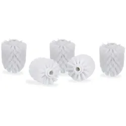 Relaxdays WC Bürstenkopf im 5er Set, lose Toilettenbürsten, 12mm Gewinde, Ersatzbürstenkopf Durchmesser 7cm, weiß