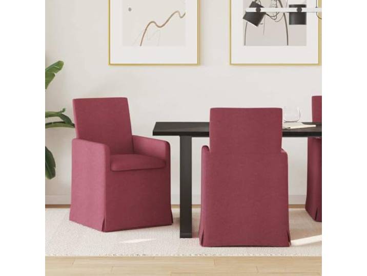 KGHFDVB Esszimmerstühle 2 STK. Stoff Weinrot 57 x 67 x 95 cm mit Armlehne Stoffbezug, Sperrholz und Metallrahmen, Räder, ergonomische Rückenlehne, für Innenräume