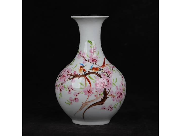 Vase Rare en porcelaine chinoise Antique, fleur de pêcher et motif d'oiseau, Vase de Table, Vases à fleurs, vieille porcelaine Antique
