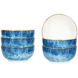 Marina 6x Müslischale Ø14cm 400ml Porzellan 6 Pers blaue Dessertschüssel maritim