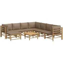 Helloshop26 - Gartenmöbel-Set 9-teilig mit taupefarbenen Bambuskissen 02_0018168