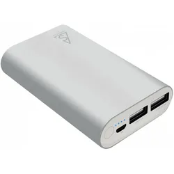 Holdit Powerbank Smartline 7500 mAh Silver (613374) (7500 mAh, 27.75 Wh), Powerbank, Silber
