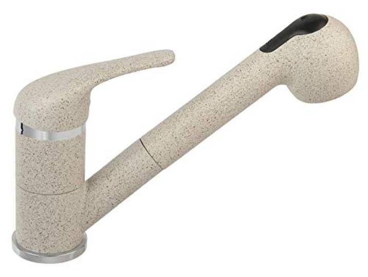 Saniworld Küchenarmatur Armatur Wasserhahn Küche Spüle Beige Granit Sand mit Brause ausziehbar