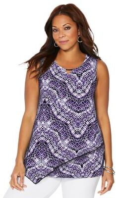 Plus Size Women's Monterey Mesh Tank by Catherines in Vintage Lavender Bias Stripe (Size 1X)