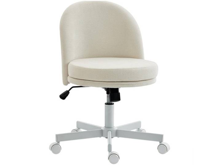 Okwish Drehstuhl 57/58/83 cm Creme aus Metall mit Wippfunktion, 58x83x57 cm, Büromöbel, Bürostühle, Drehstühle