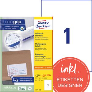 Zweckform 3478-200 Avery Etiketten 210x297mm weiß
