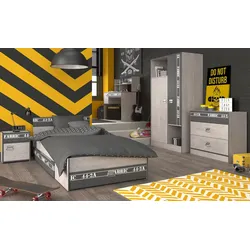 KINDERZIMMER Komplett-Set 5-tlg Kleiderschrank Schreibtisch Bett 90x200