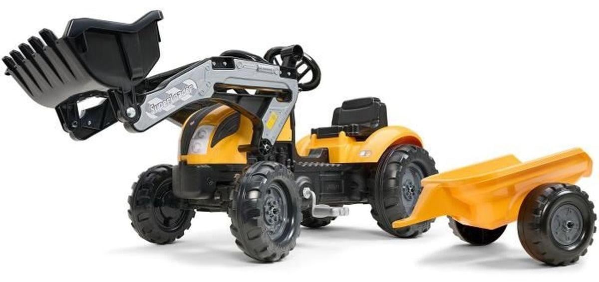 FALK Mighty Builder Pedal Tractor met aanhanger - Geel