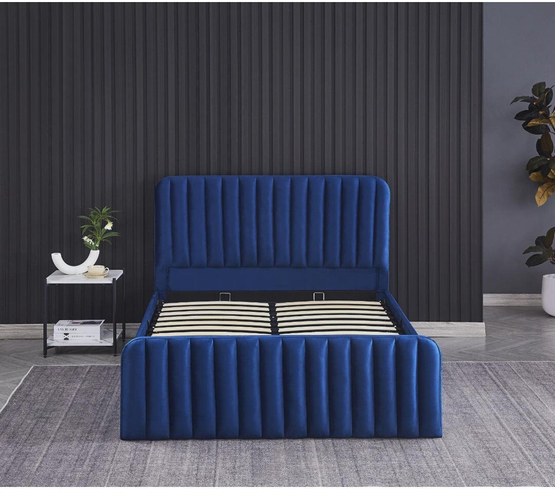 Fairmont Park Abgail Upholstered Lift Up Storage Bed Blue Small Double (4')
