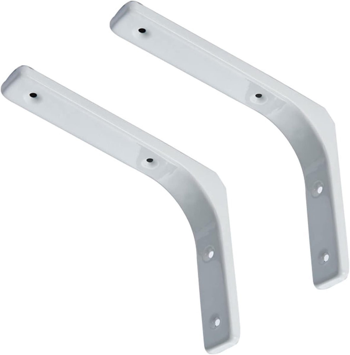Set van 2 witte L-vormige wandconsoles voor plankdragers, 125 x 150 mm