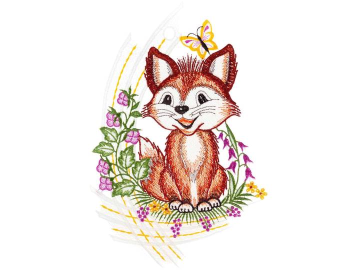 Fensterbild Fensterbild Lustiger Fuchs farbig , bunt, B:22cm H:30cm, Polyester, W. REUTER & SOHN - PLAUENER SPITZE, Fensterbilder, Fensterbild