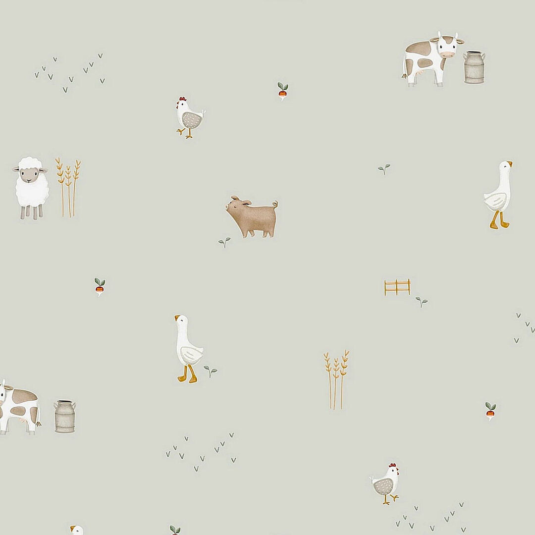 Little Dutch Little Farm Wallpaper Grey 1,000cm L