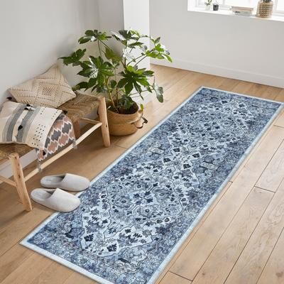 Garvee Non Slip Machine Washable Soft Doormat Vintage Stair Area Rugs