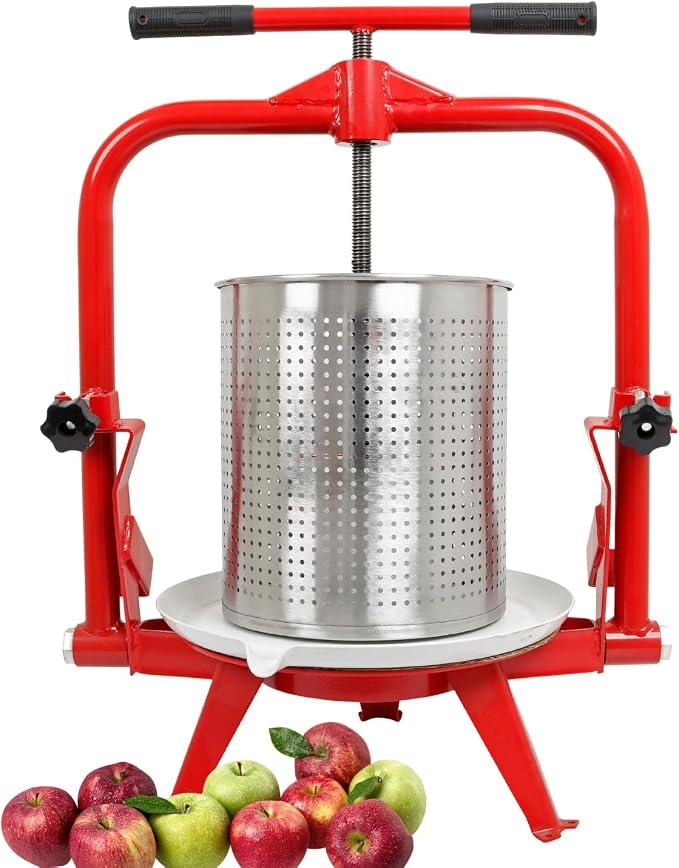 HOME It Manualle Entsafter 14 L. auf Edelstahl - Manualle Saftpresse für Obst und Gemüse, Stahl