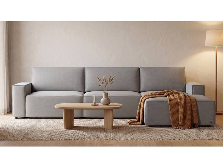 LOUNGE Ecksofa in Silber Grau von BRUNO Mit Schlaffunktion & Stauraum