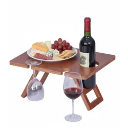 Relaxdays Picknick Weintisch aus Bambus Braun