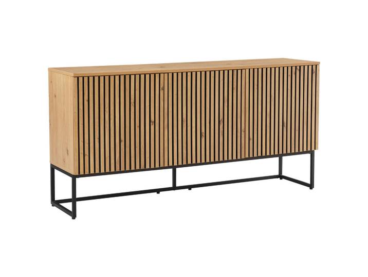 Xora Sideboard Bueno, Eiche Artisan, Metall, 3 Fächer, 160x80x40 cm, Wohnzimmer, Kommoden & Sideboards, Sideboards
