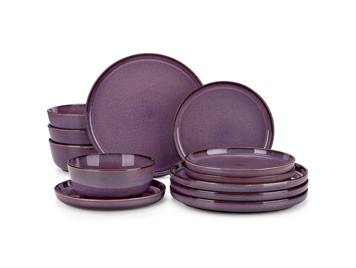 Service de table en grès Vancasso SATA 12/18 pièces, assiettes, vaisselle, assiettes à dîner, assiettes à dessert, bols à céréales/pâtes pour 4/6 personnes