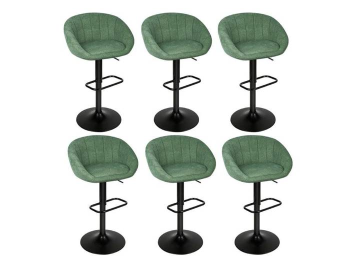 6X Tabouret de bar pivotant avec siège en velours vert - Chaise de Bar à manger Métal avec Repose-Pieds - Hauteur Réglable 52-72cm
