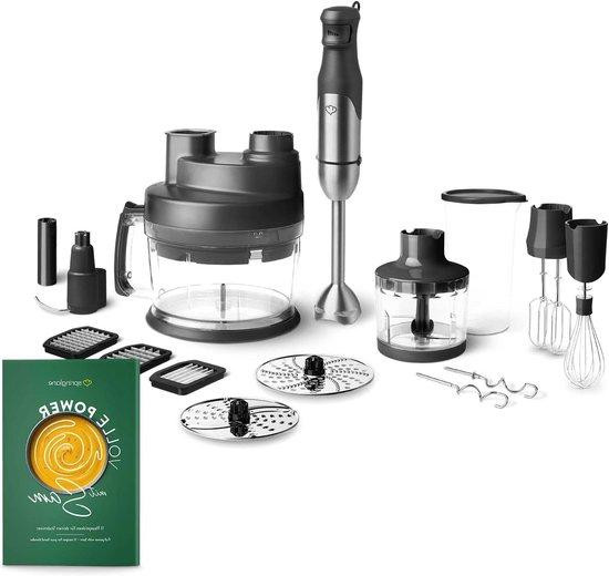 Springlane Kitchen Staafmixer set met accessoires, 800 Watt, 30 cm, Zilver