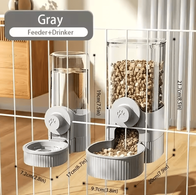 Inspire Curations Hanging Gravity Pet Feeder & Water Dispenser Set Automatic Food & Water Station For Cats, Dogs & Small Pets grey Package