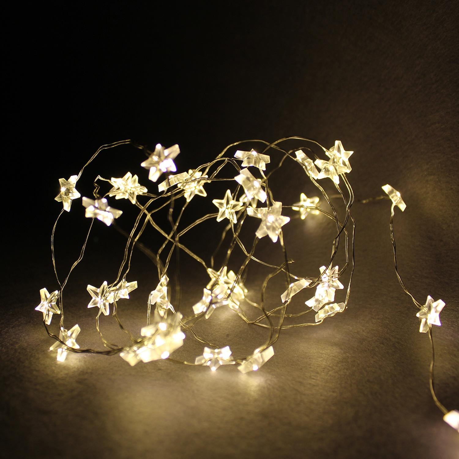 INDA-Exclusiv Set van 3 LED-lichtkettingen met sterren, 120 LED's in totaal, waterbestendig