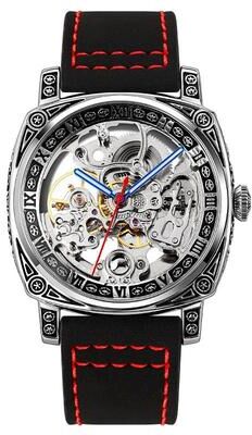 Everyday Crate SKMEI 9271 Automatic Mechanical Watch Waterproof Leather Strap Men's Dress Watch red