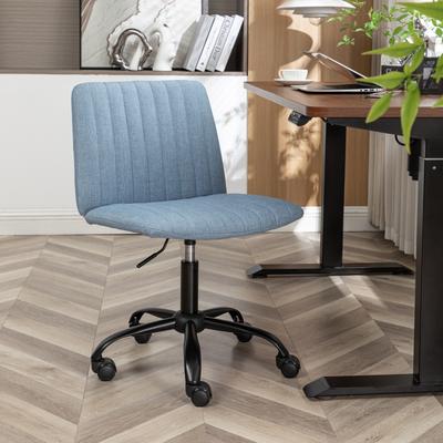 Ostweer Blue Fabric Upholstered Lounge Chair Swivel Office Chair with Metal Base, Simple Executive Chair Gaming Chair