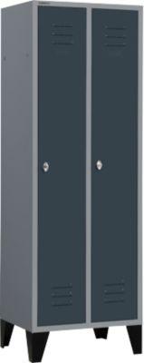 Schäfer Shop Select Kleiderspind mit Füßen, Drehriegelverschluss, weißaluminium/anthrazitgrau
