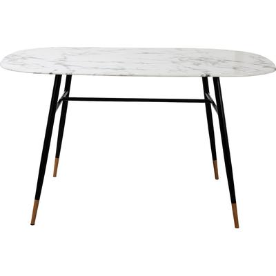 Esstisch MÖBILIA "Alannah", schwarz-weiß (weiß, schwarz, schwarz, weiß), B:140cm H:77cm T:90cm, Platte Glas in Marmoroptik, Gestell pulverbeschichtetes Metall, Tische, Rechteckiger Esstisch Esstisch, Tischplatte in Marmoroptik