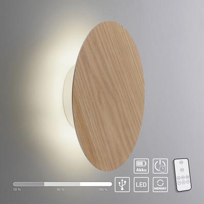 PAUL NEUHAUS Wandleuchte "AKKU PUNTU", braun (holz, natur), 1, Ø 25cm, 1 Stk., Leuchten, Wandleuchte