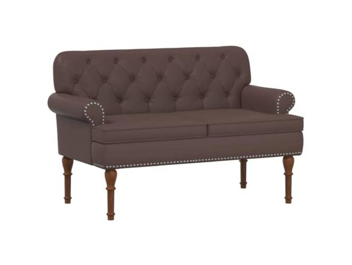 TEKGHUT Loveseat mit Knopfheftung Braun 120x65x77cm Kunstleder Kautschukholzbeine, Holzwerkstoffrahmen, Schaumstoffpolsterung, Polyester-Velours, vielseitig einsetzbar