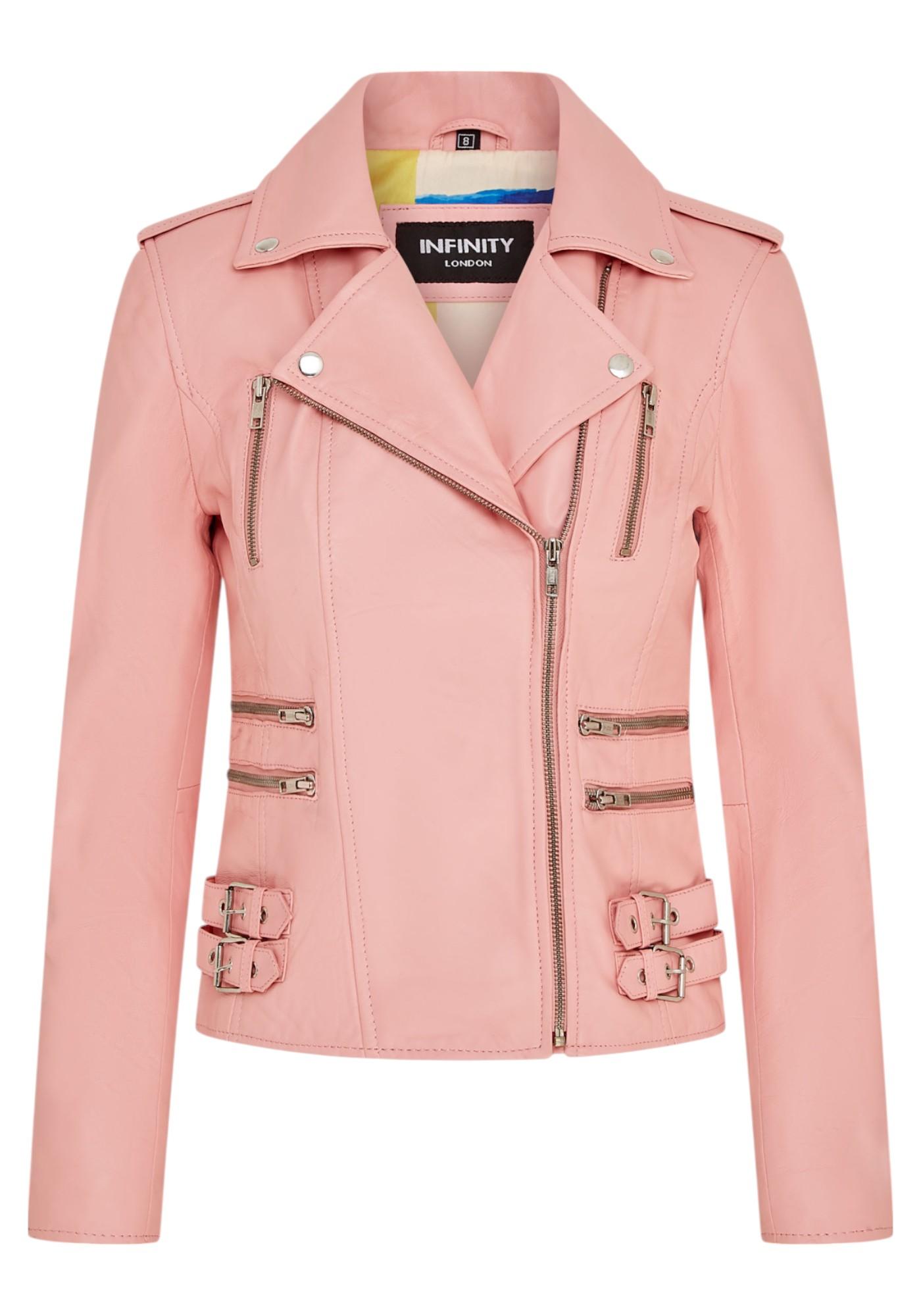 Damen Leder Baby Pink Brando Bikerjacke-Loddon