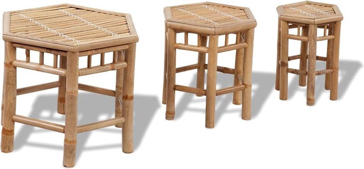 vidaXL Set van 3 bamboe tuinkrukken