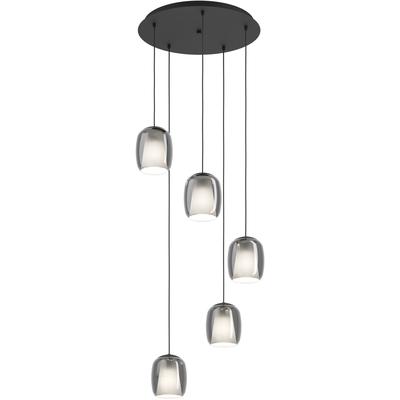 EGLO Hängeleuchte "CIAMPINO Pendellampe - Stahl - E27 - 5X28W - IP20", silber (schwarz), 5, Ø 54cm H: 150cm, 1 Stk., Leuchten, Hängelampe, Deckenlampe, Wohnzimmer, Esszimmer, H150 x Ø54 cm, Hängeleuchte