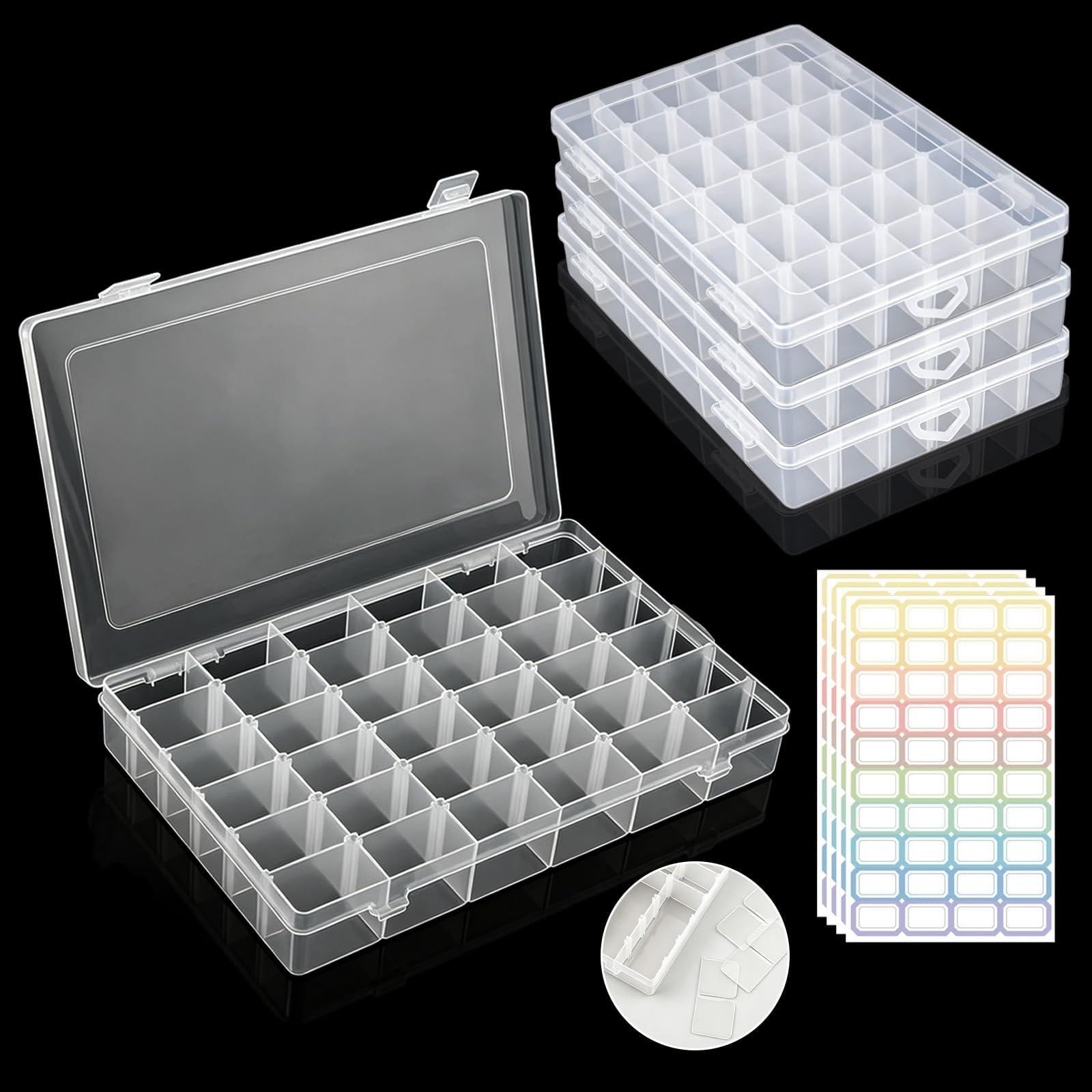 Dripio Sorteerboxen set van 4, 36 compartimenten, transparant kunststof, B/D/H: 27 x 17 x 4 cm