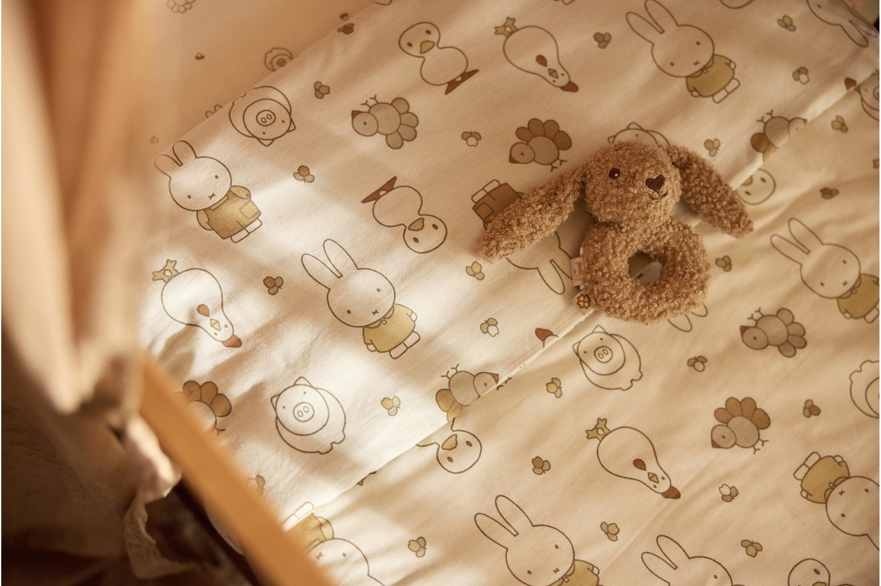 Kinderbettwäsche JOLLEIN "Miffy Family Farm 100 x 140 cm", beige, hellbeige, Renforcé, B/L:, Renforcé, Obermaterial: 100% Baumwolle, Bettwäsche, Kinderbettwäsche beige, hellbeige Renforcé, B/L: