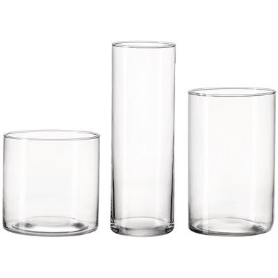 Tischvase RITZENHOFF & BREKER "Klares Glasvasen-Set Leonie, 3-teilig, sortiert", transparent, B:15cm H:29,5cm T:15cm Ø:15cm, Klarglas, Vasen, harmonische Arrangements, moderne Zylinderform, vielseitig einsetzbar