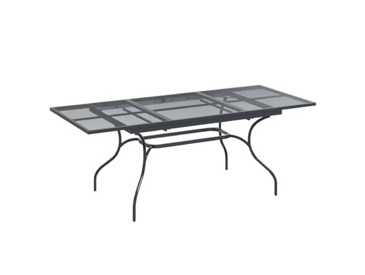 POUFGDR Ausziehbarer Esstisch aus Stahl, Anthrazit, 212 x 90 x 76 cm Modernes Design, Tischplatte aus Netz, rostbeständig, ideal für Garten und Terrasse