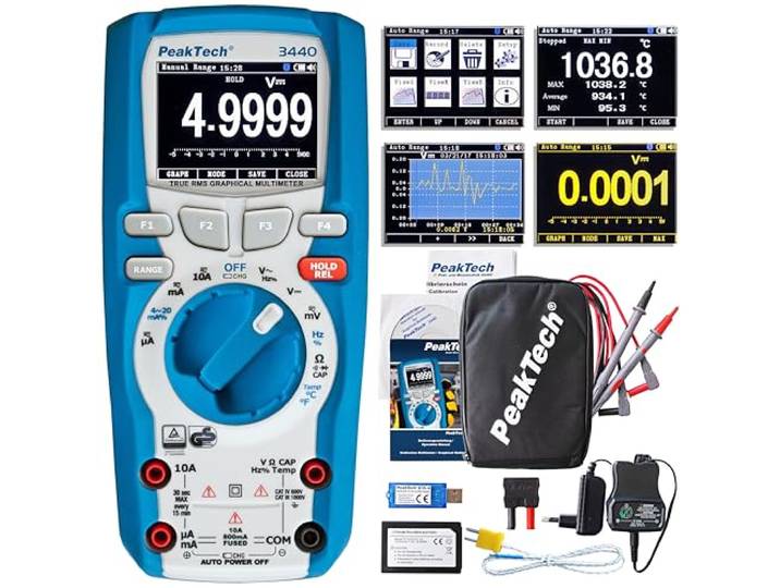 PeakTech P 3440 3440 - True RMS digitale multimeter met 4.0 Bluetooth & grafische display, 50000 Counts, autorange, spanningsmeter, doorgangstester, meetapparaat - CAT III 1000V, 1