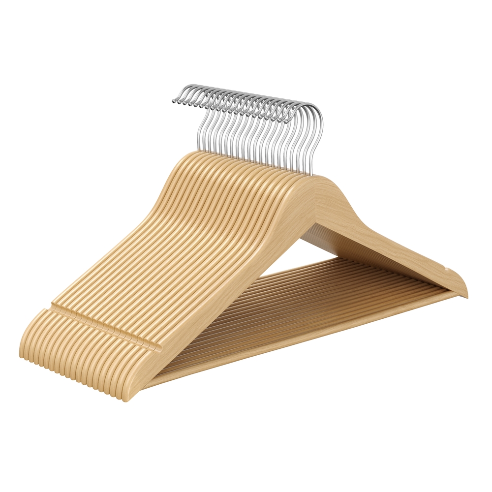 SONGMICS Holzbügel 20er Set mit 360° drehbaren Haken naturfarben CRW040K01