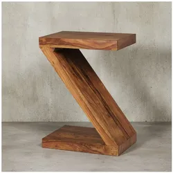 KADIMA DESIGN Beistelltisch "Z" Cube: Sheesham, Z-Form, 44x59x30 cm, handgefertigt, vielseitig nutzbar.