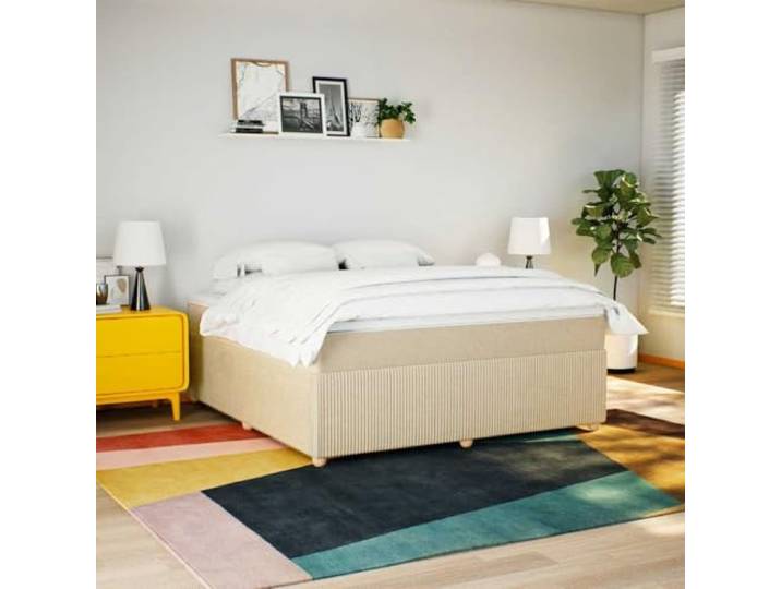 KTHLBRH Boxspringbett mit Matratze, Creme, 180 x 200 cm Taschenfederkernmatratze, inklusive Matratzenschoner, Lattenrost, atmungsaktiver Stoff