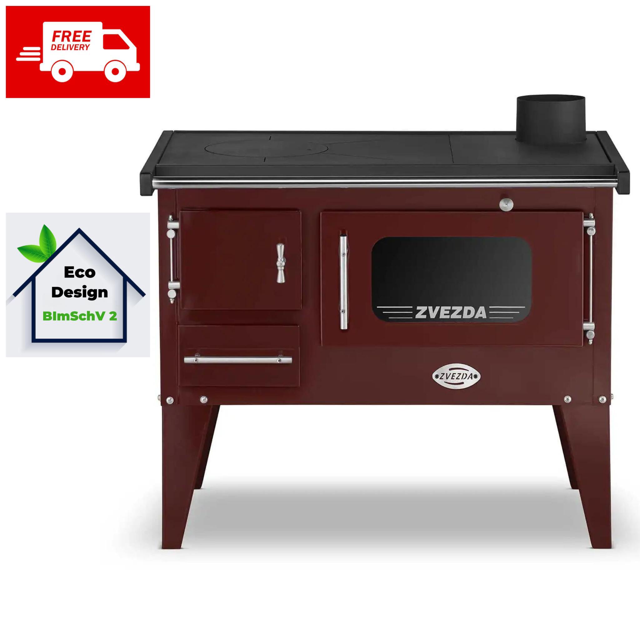 Küchenofen / Küchenhexe mit Backofen und Kochplatte Zvezda, Modell Narodna E Braun, Beine, Leistung 6.1 kW
