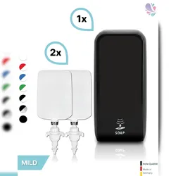 Blanc HYGIENIC SET: Schaumseifenspender SENSOR, berührungslos Blanc Cosmos versch. Farben+2x 1-Liter Schaumseife mild - PRODUKTSET : Farbe - Schwarz