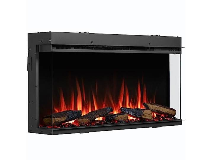 BALDERIA Elektrokamin Athena 36 Zoll, Einbaukamin mit Heizung, Schwarz