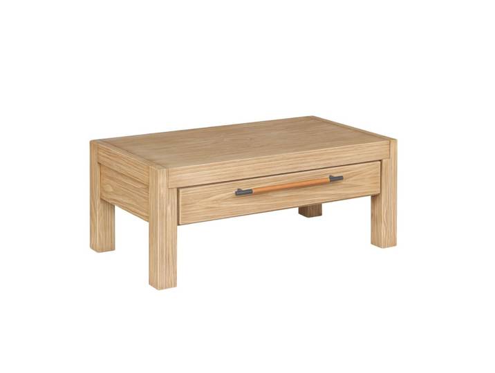 Table basse contemporaine en bois massif 1 tiroir