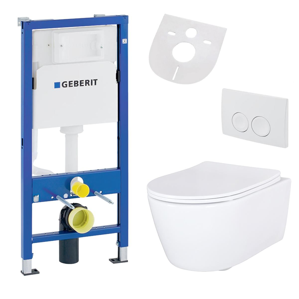 Belvit Hangtoiletset met Softclose-toiletzitting en Geberit UP100 inbouwreservoir, keramisch, voor wandmontage